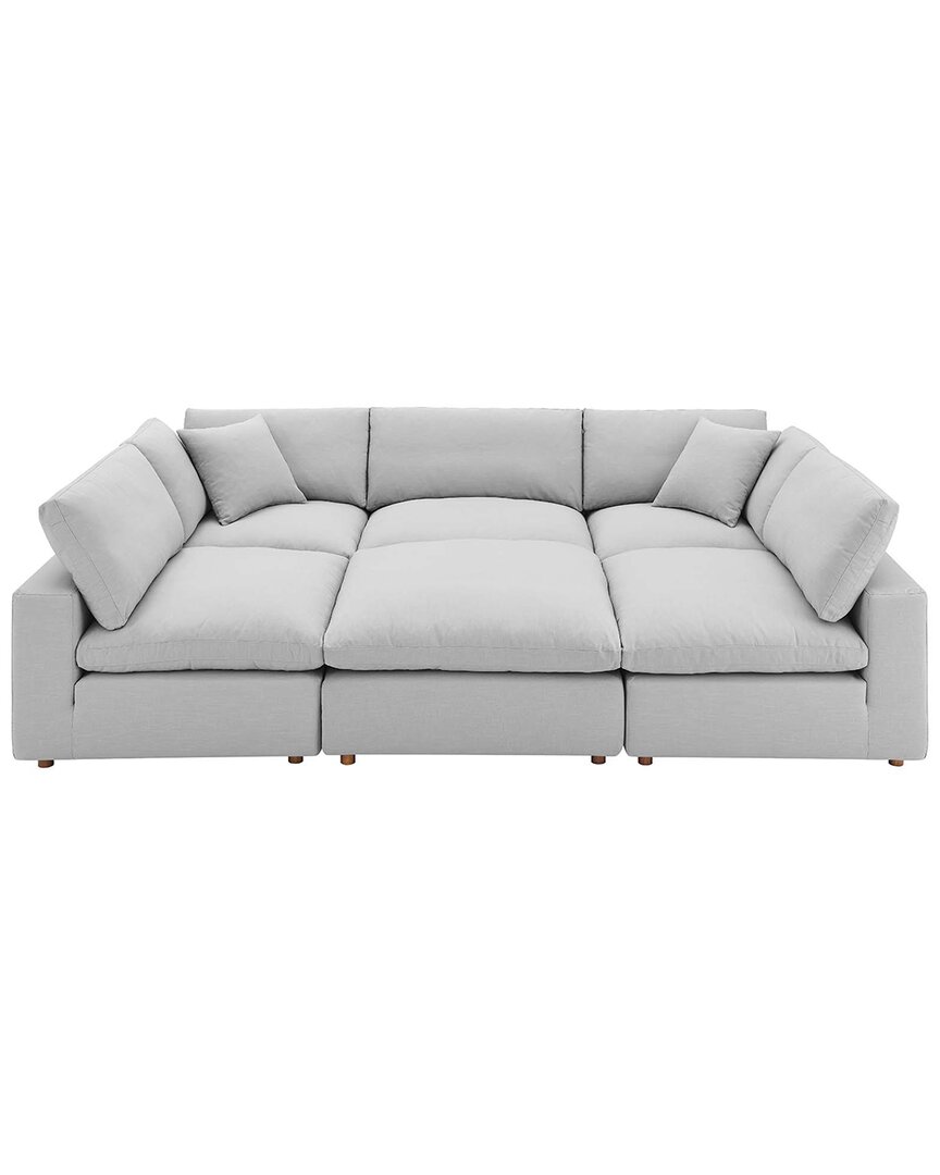Modway Commix Down Filled Overstuffed 6pc Sectional Sofa In Grey