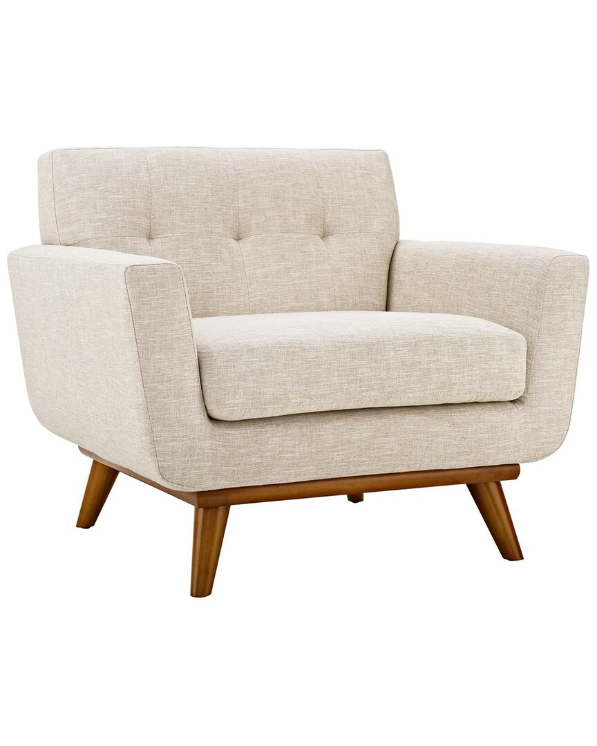 Modway Engage Upholstered Fabric Armchair In Beige