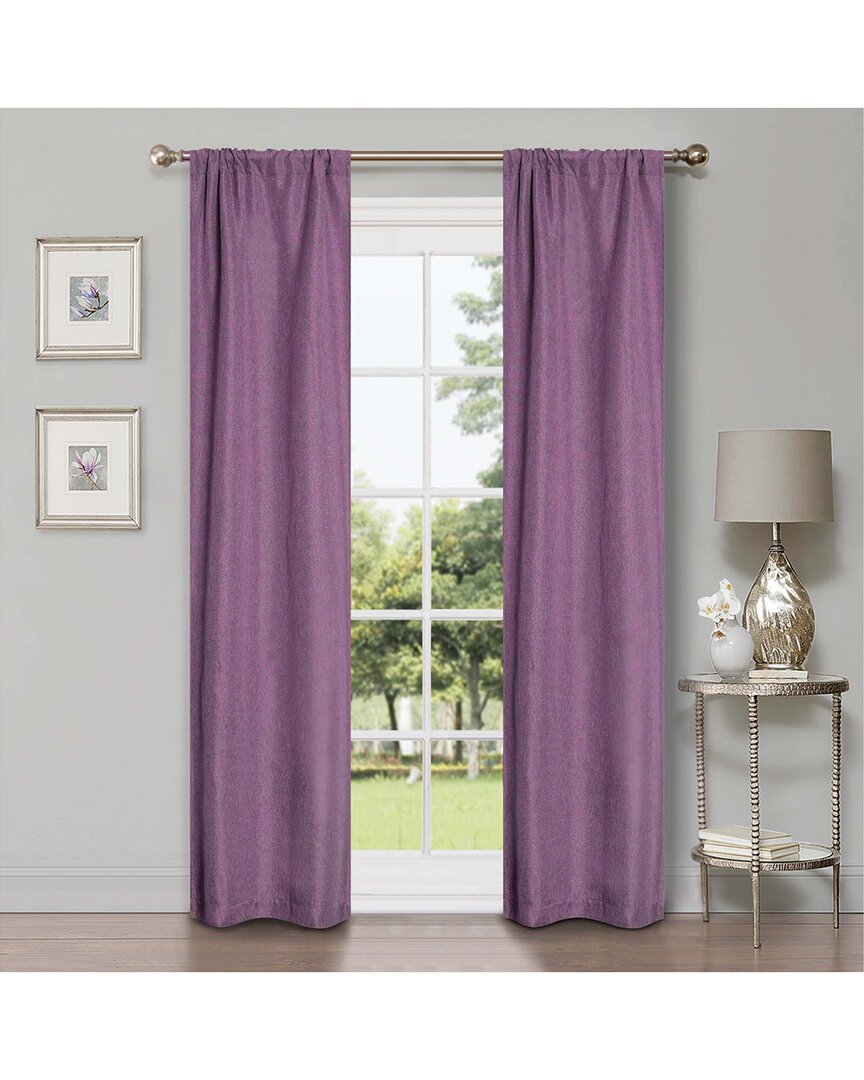 Superior 26x84 Linen-inspired Classic Modern Blackout 2pc Curtain Panel Set In Purple