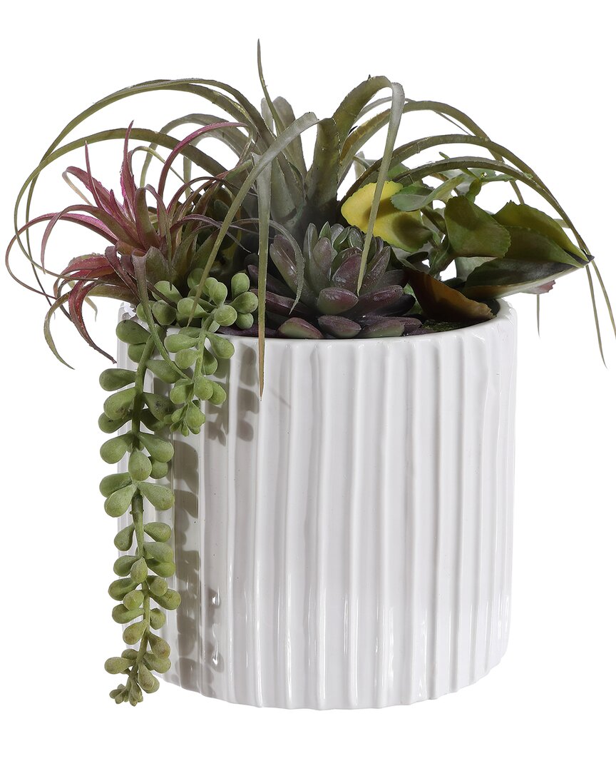 Safavieh Faux Mixed Succulent Potted Plant In White