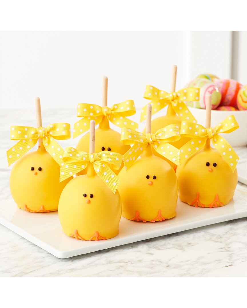 Mrs. Prindables Mrs Prindables Charming Chickies Caramel Apple Gift, Set Of 6 In Yellow