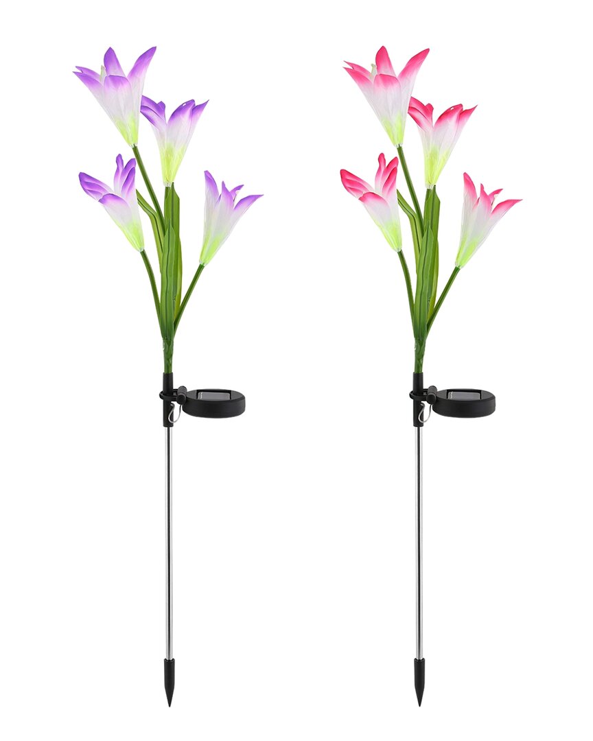 Fresh Fab Finds 2pc Solar Garden Lights Outdoor Lily Flower