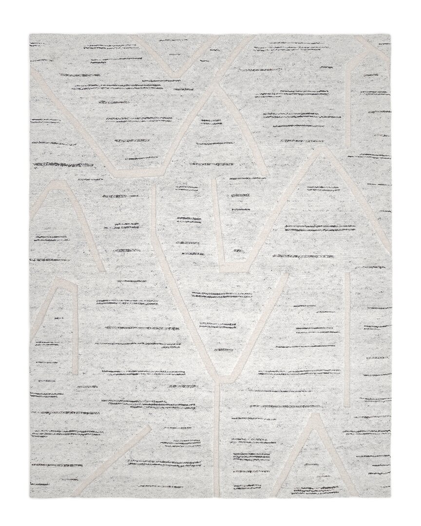 Solo Rugs Chelsea Contemporary Striped Hand-knotted Wool-blend Area Rug In Gray