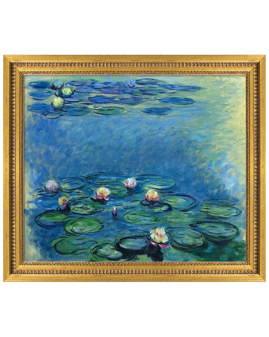 La Pastiche Water Lilies, Blue & Grey Framed Art Print In Multicolor