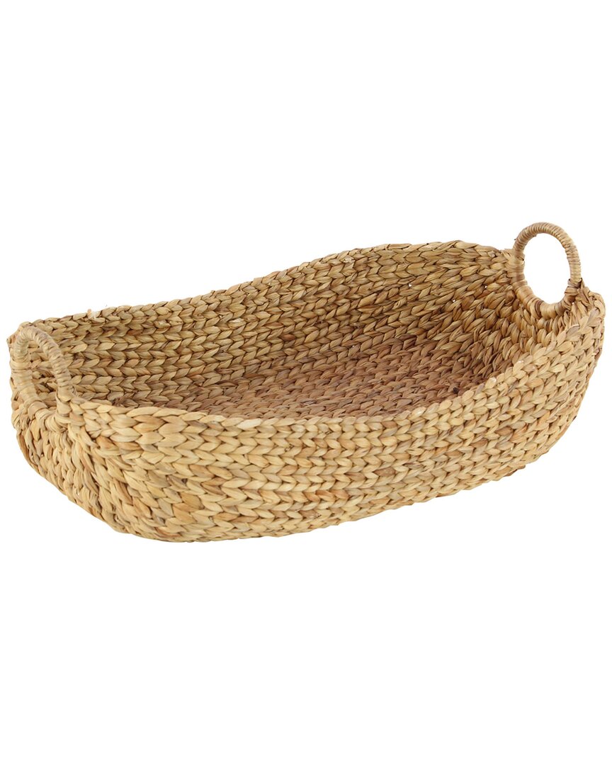 Peyton Lane Set Of 5 Coastal Oval Brown Seagrass Storage Basket With Metal Handles