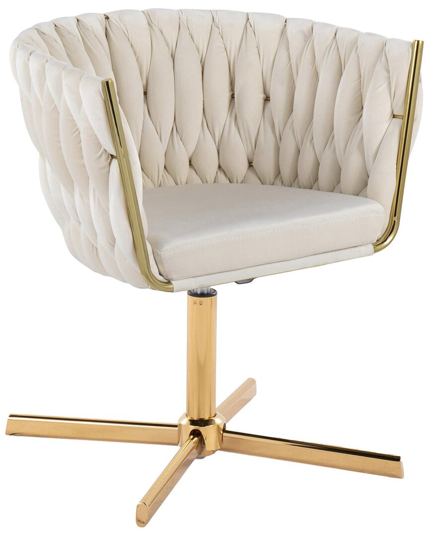 Lumisource Braided Renee Swivel Accent Chair Chr-brdreneev-xp In Gold