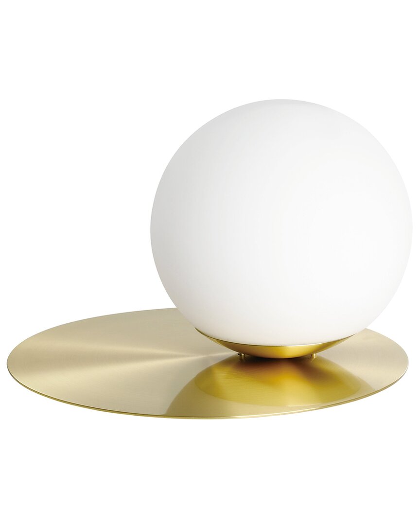 Eglo Arenales 1 Light Table Lamp With Brushed Brass Finish & White Opal Glass Shade