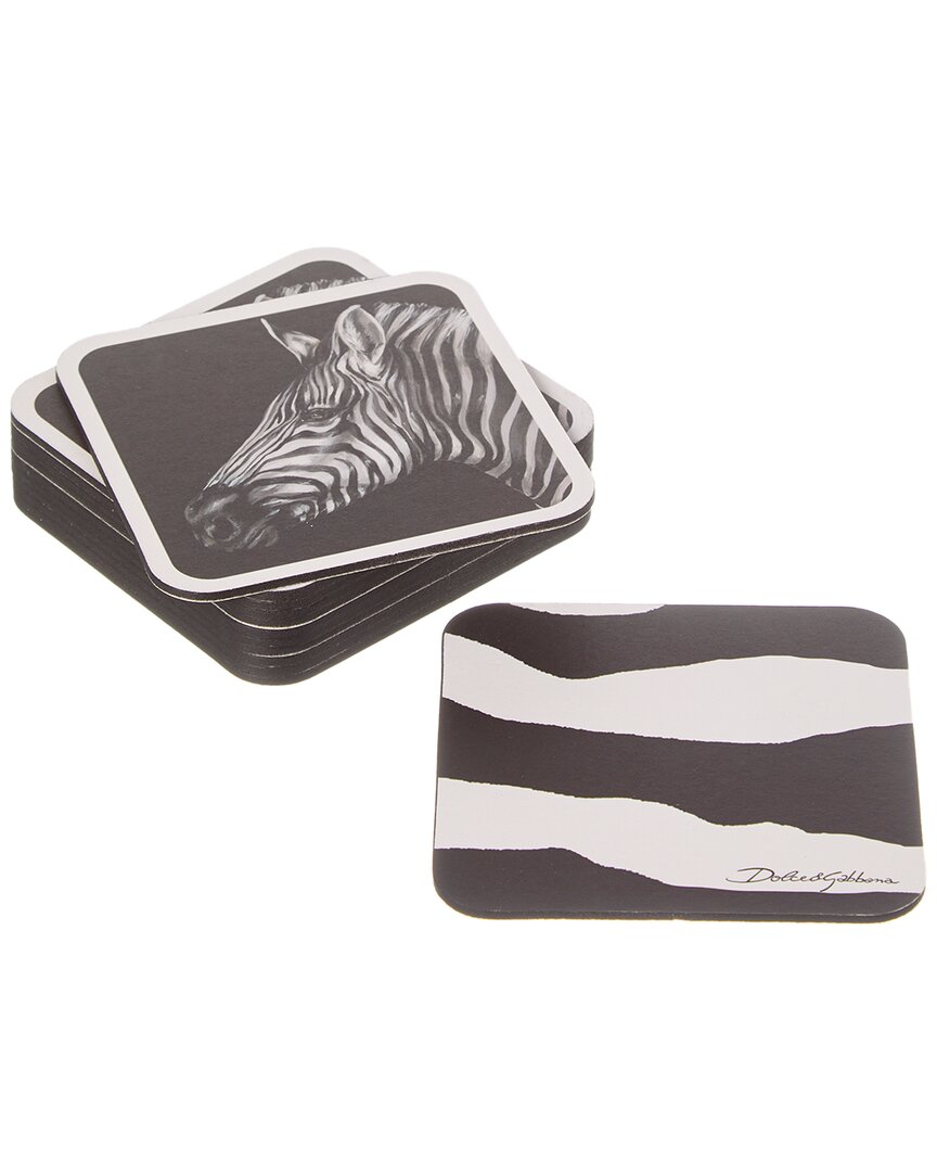 Dolce & Gabbana Set Of 12 Zebra Coasters In Gray