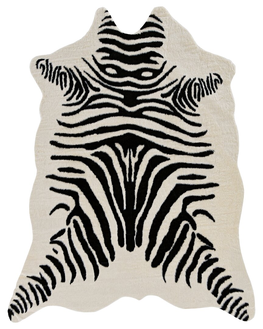 Linon Zebra Design Area Rug In Ivory