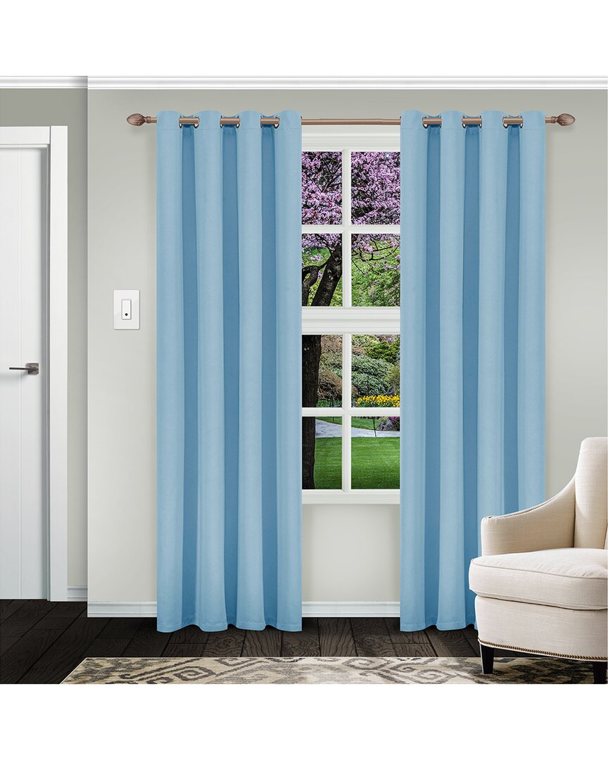 Superior Solid Insulated Thermal Blackout Grommet Curtain Panel Set In Light Blue