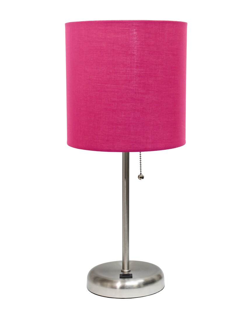 LALIA HOME LALIA HOME 19.5IN STICK TABLE DESK LAMP WITH USB CHARGING PORT, DRUM SHADE &  LED BULB INCLUDED 