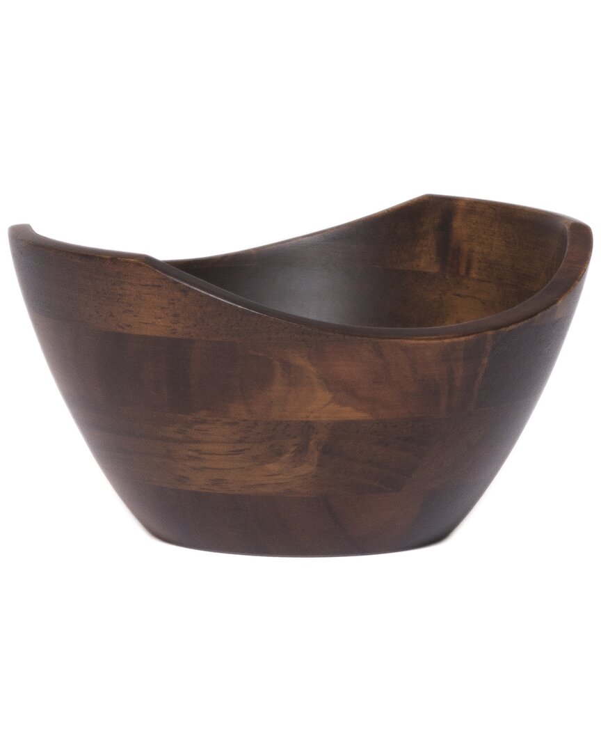Lipper International Set Of 4 Walnut Finish Small Wavy Rim Bowls