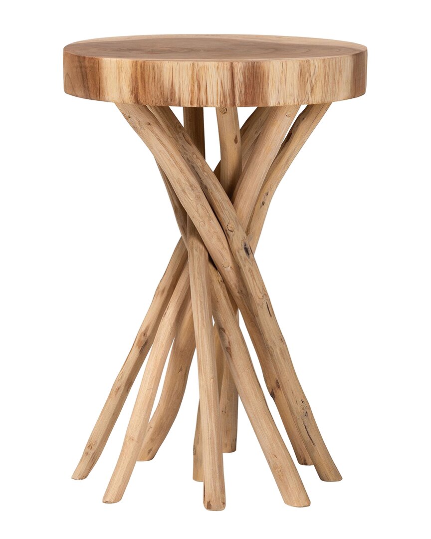 Baxton Studio Liberte Teak Wood End Table In Brown