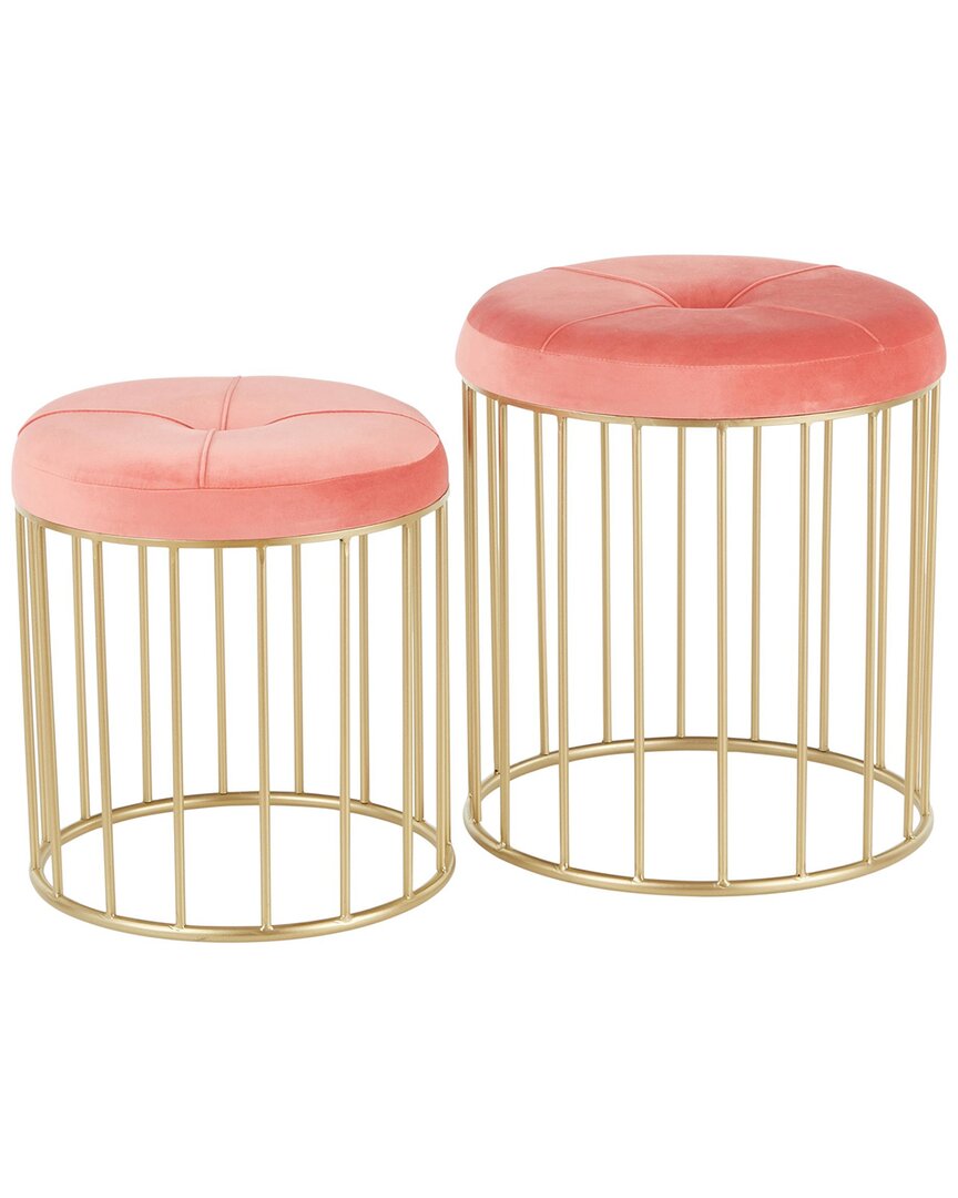Lumisource Set Of 2 Canary Nesting Ottomans In Gold