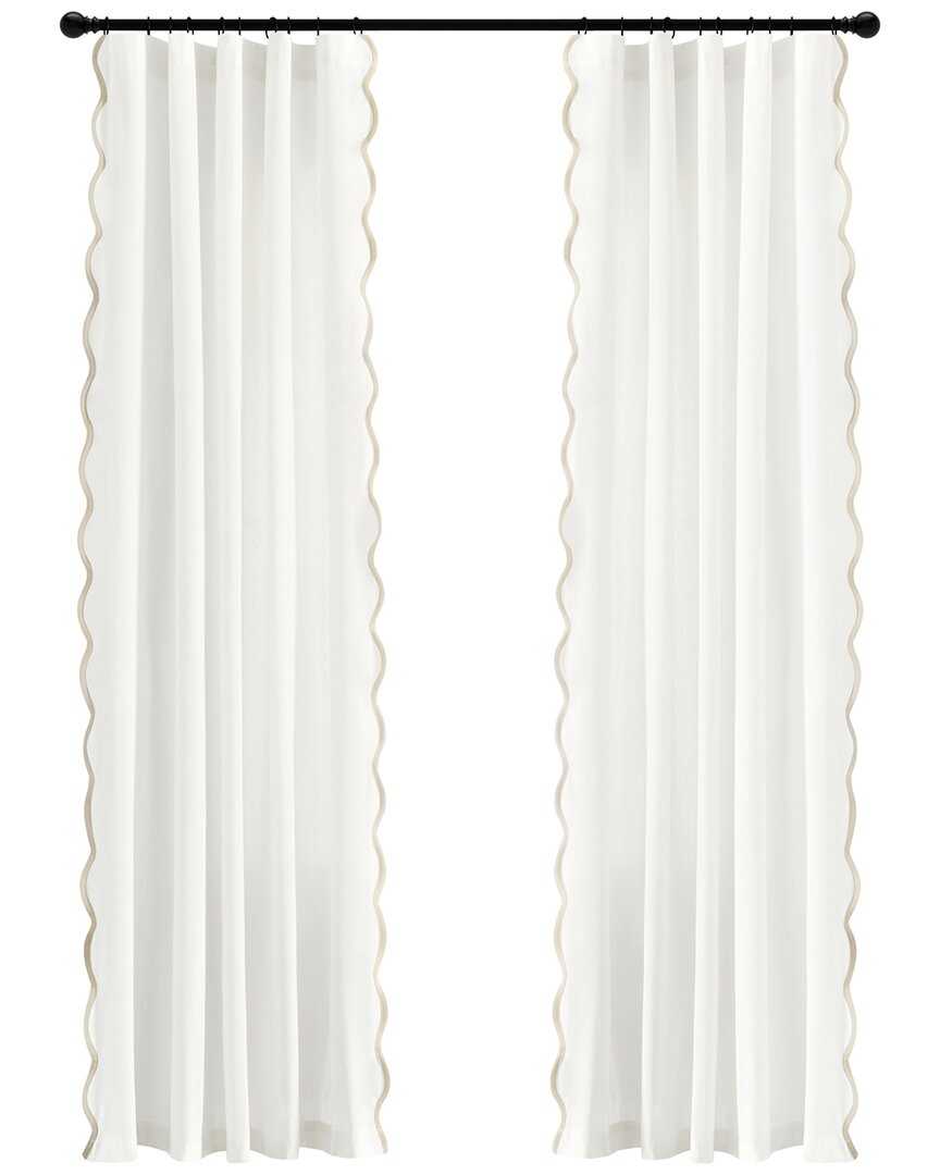 Triangle Home Coastal Chic Scallop Edge Window Curtain Panels Set In Grey