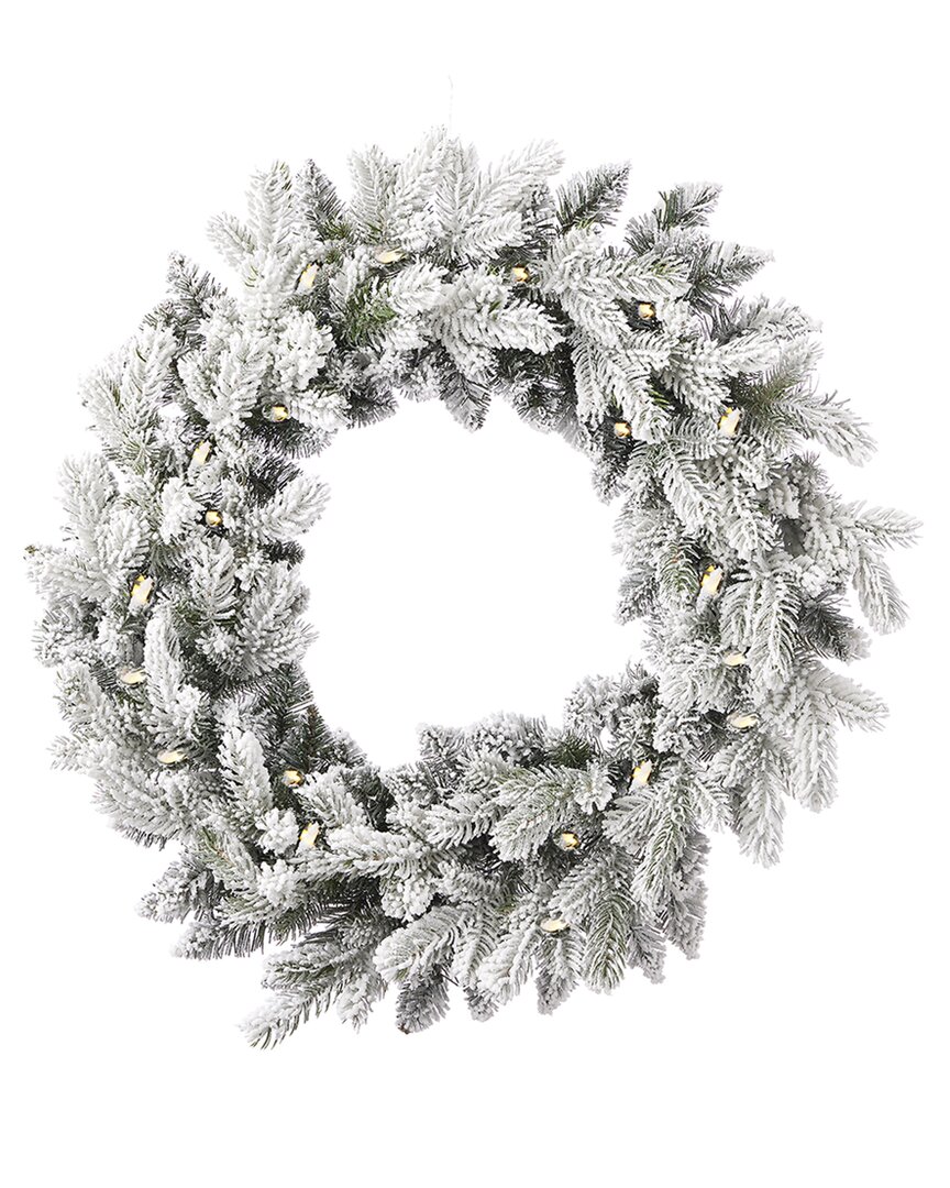 Seasonal Llc Shadow Woods Flocked Spruce 24in Wreath In Green