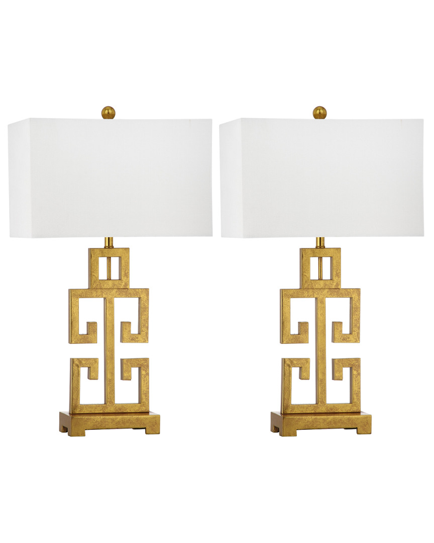 Safavieh Set Of 2 Greek Key Gold-tone Table Lamps