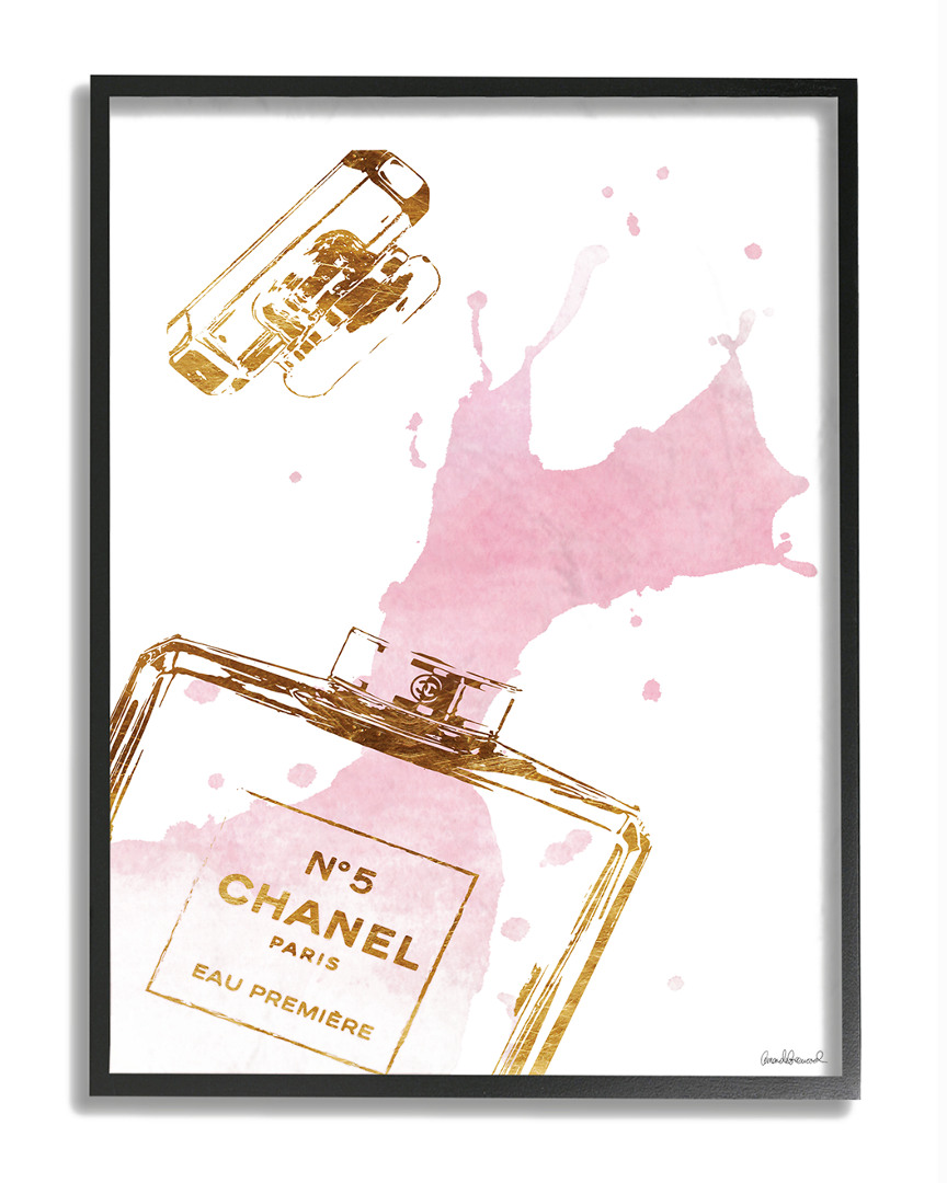 Stupell Glam Perfume Bottle Splash Pink Gold Framed Art Framed Art