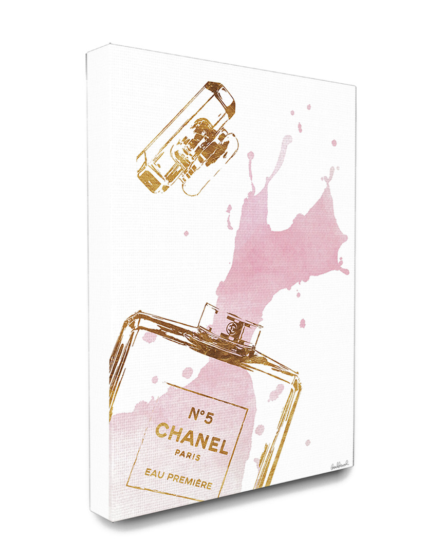 Stupell Glam Perfume Bottle Splash Pink Gold Canvas Art Canvas Art