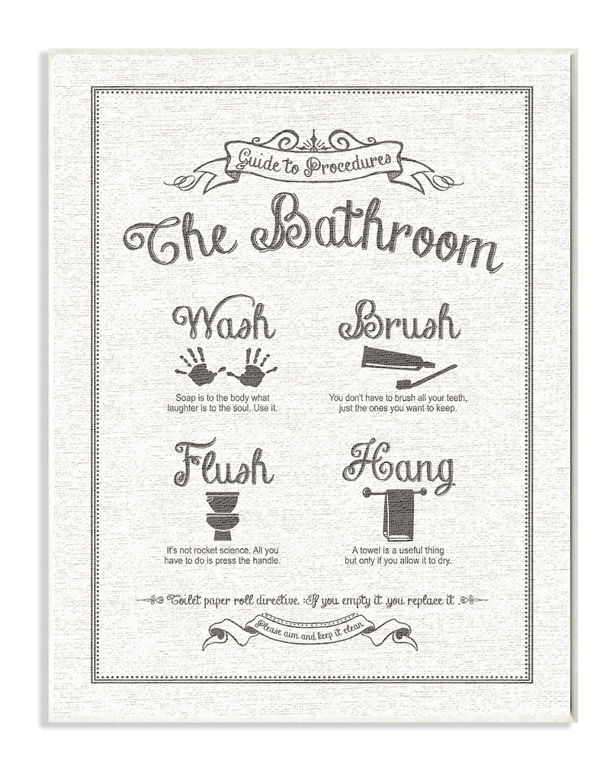 Stupell Guide To Bathroom Procedures Linen Look