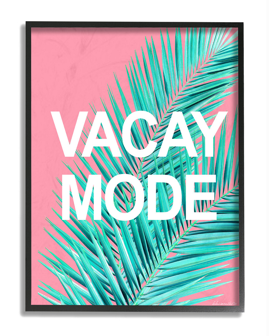 Stupell Vacay Mode Neon Palm Leaf Framed Art