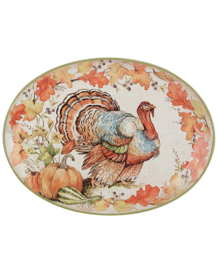 Certified International Autumn Breeze Oval Turkey Platter