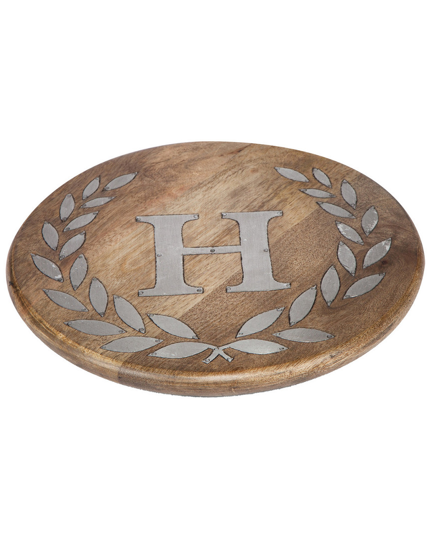 Gerson International Gg Collection Heritage Collection Mango Wood Round Trivet Letter H