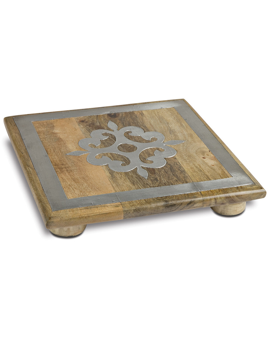 Gerson International Gg Collection Metal Inlaid-detail Footed Wood Trivet