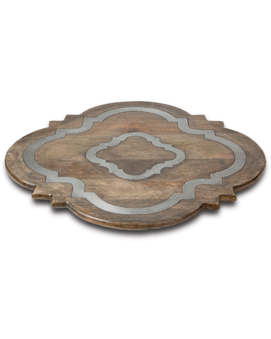 Gerson International Wood & Metal Inlay Heritage Collection Lazy Susan