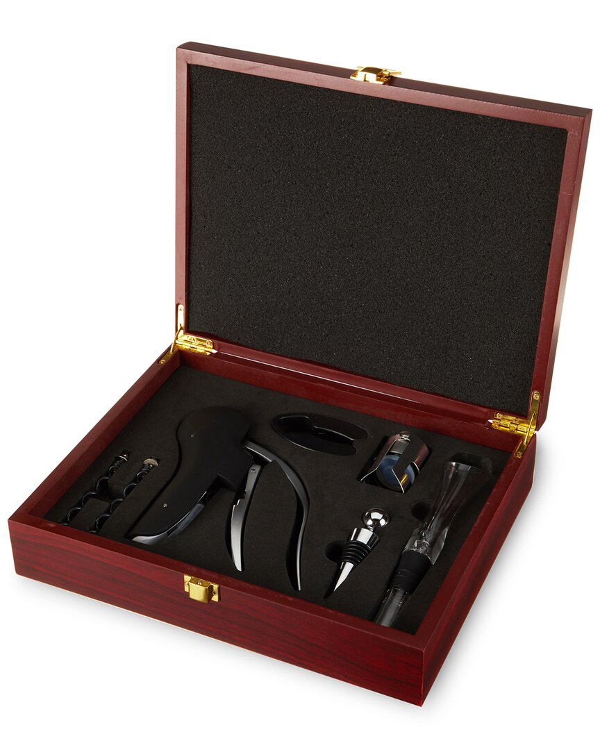 True 5 Piece Wine Tools Boxed Set In Brown