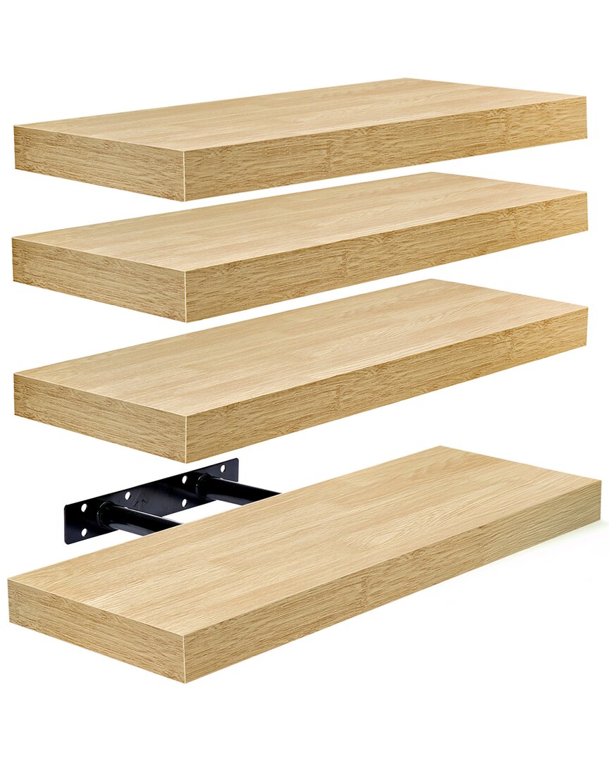 Sorbus Set Of 4 Wall Mounted Bookshelves In Brown