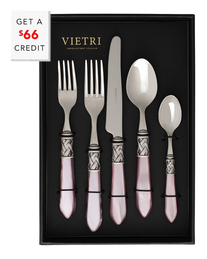 Vietri Aladdin Antique 20pc Flatware Set With $46 Credit In Pink