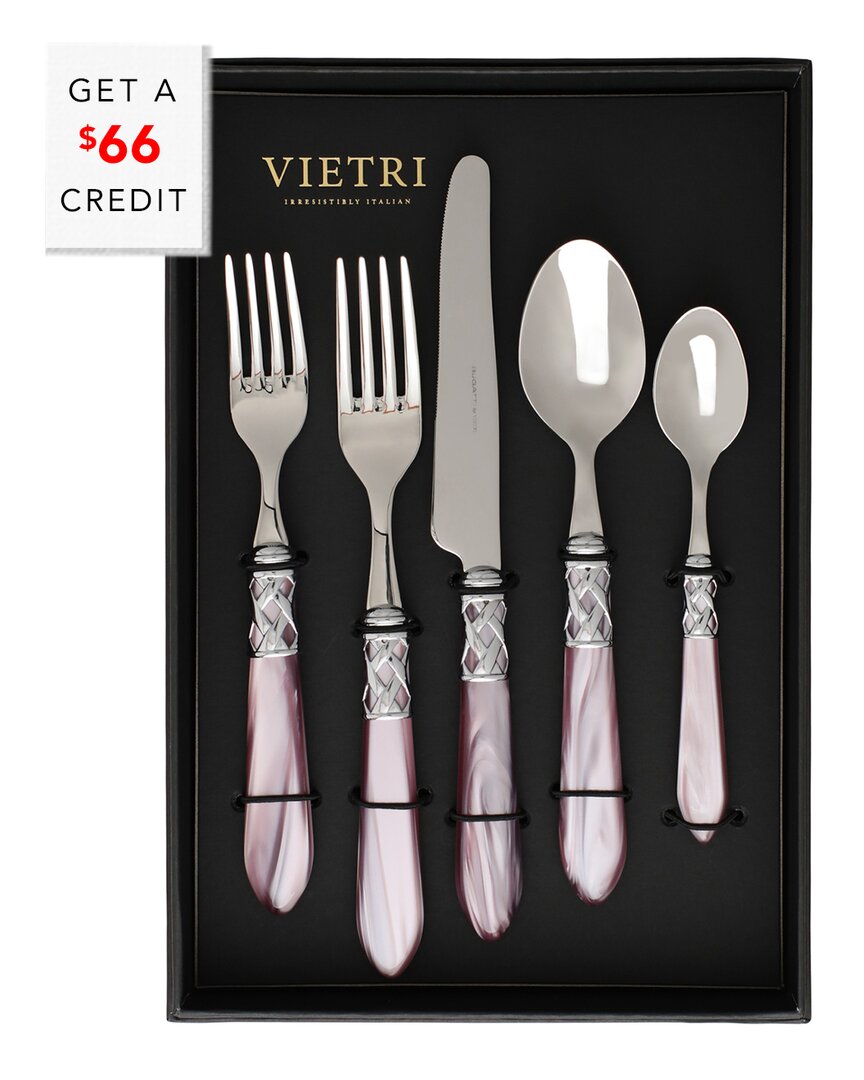 Vietri Aladdin Brilliant 20pc Flatware Set With $46 Credit In Pink