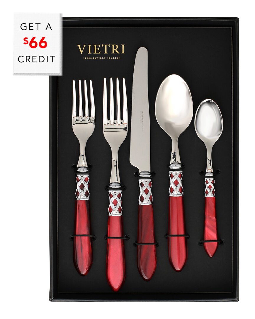 Vietri Aladdin Brilliant 20pc Flatware Set With $46 Credit In Red
