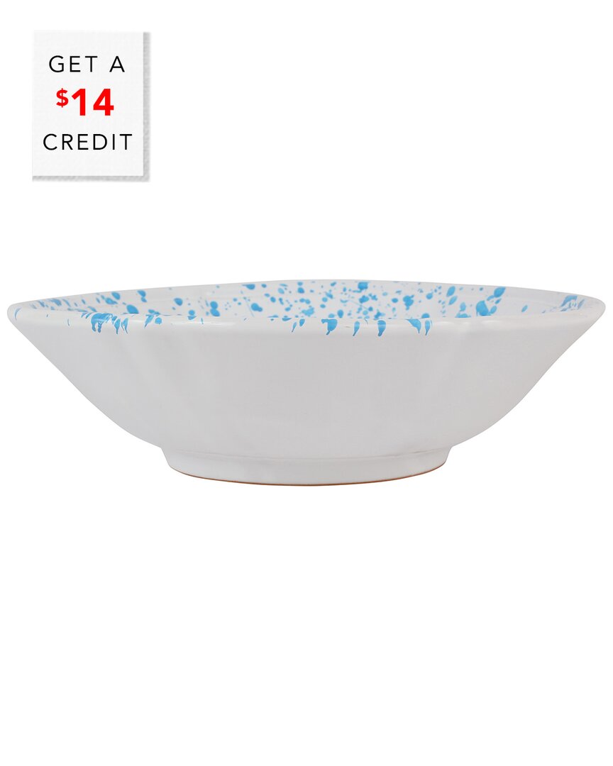 Vietri Amalfitana Splatter Serving Bowl In Aqua