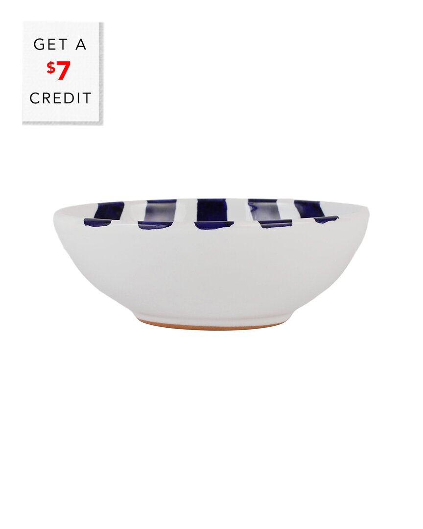 Vietri Amalfitana Aqua Stripe Cereal Bowl 5.5'' In Blue