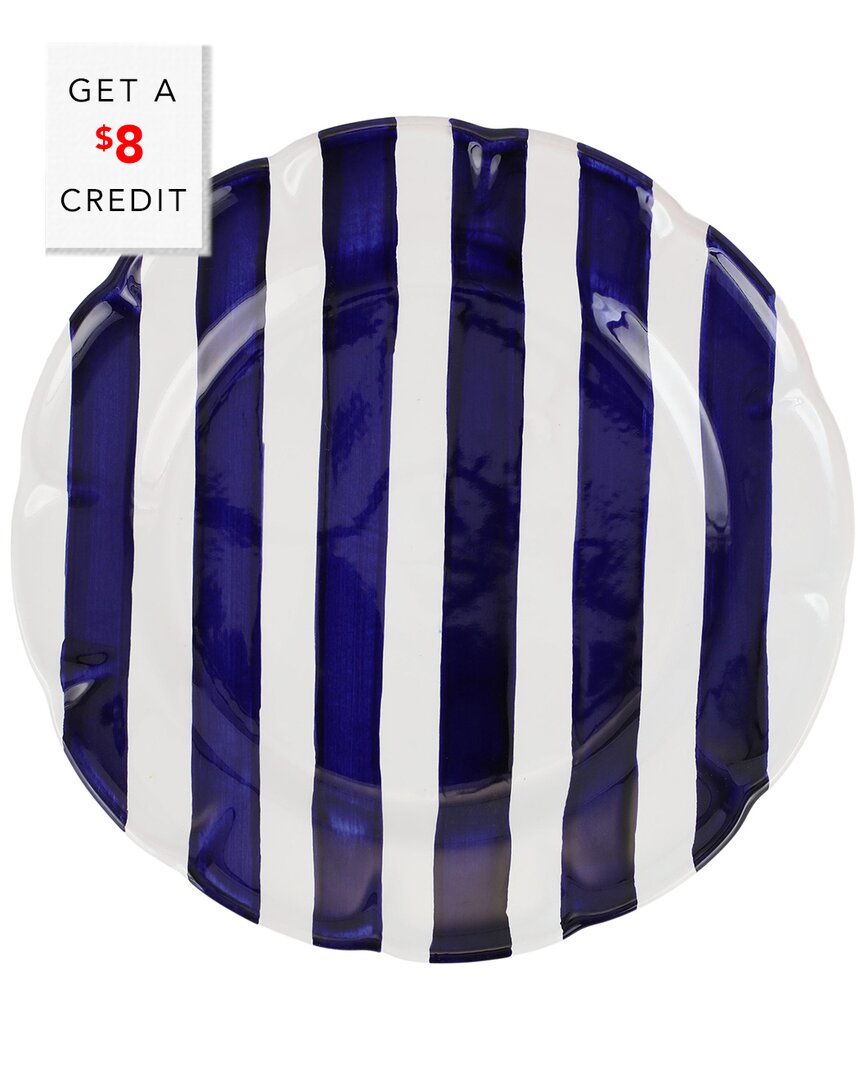 Vietri Amalfitana Stripe Dinner Plate With $6 Credit In Blue