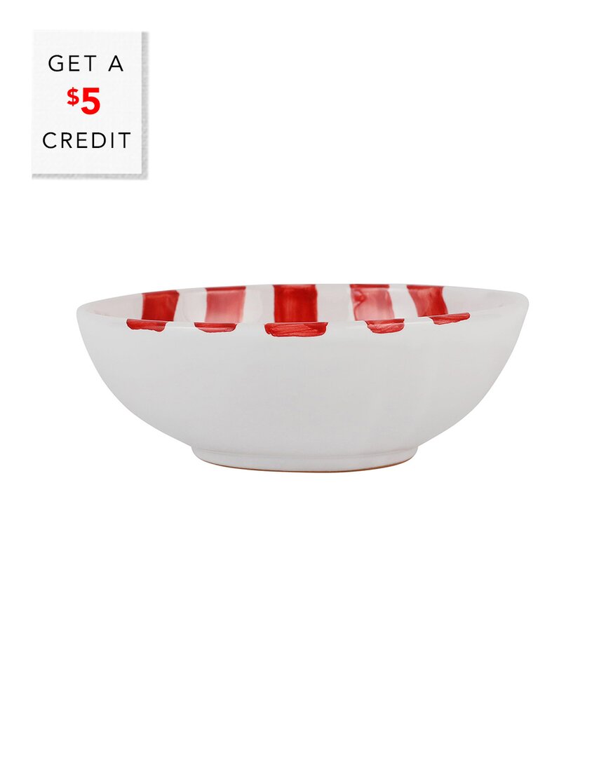 Vietri Amalfitana Stripe Cereal Bowl With $5 Credit In Red