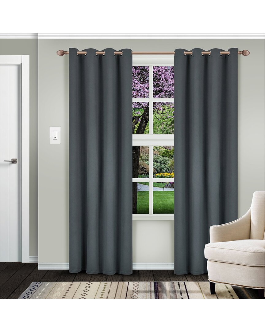 Superior Waverly Insulated Thermal Blackout Grommet Curtain Panel Set In Grey