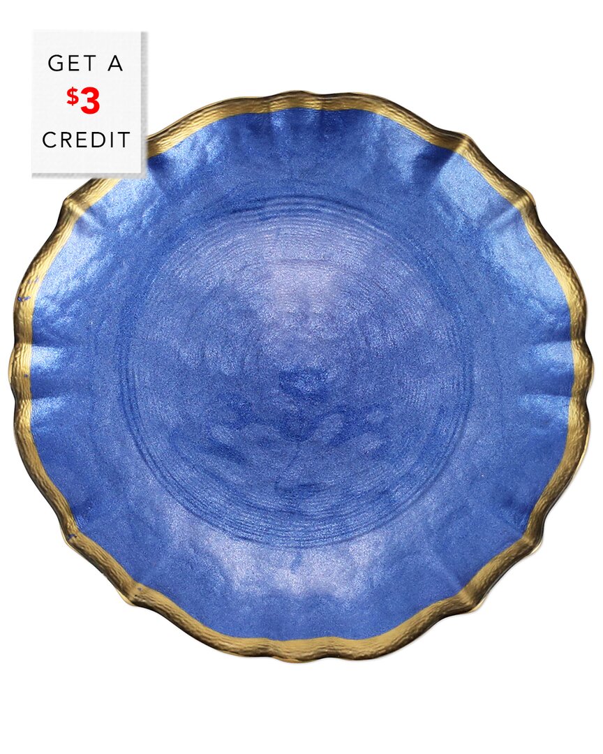 Vietri Viva By Baroque Glass Cocktail Plate With $2 Credit In Blue