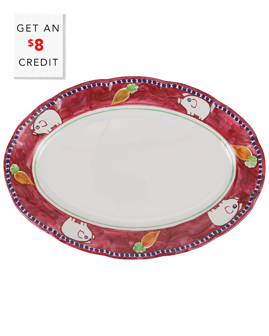 Shop Vietri Melamine Campagna Porco Oval Platter With $8 Credit In Multicolor