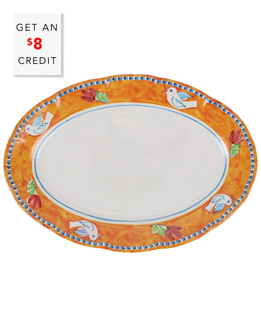 Vietri Melamine Campagna Uccello Oval Platter With $8 Credit In Multicolor