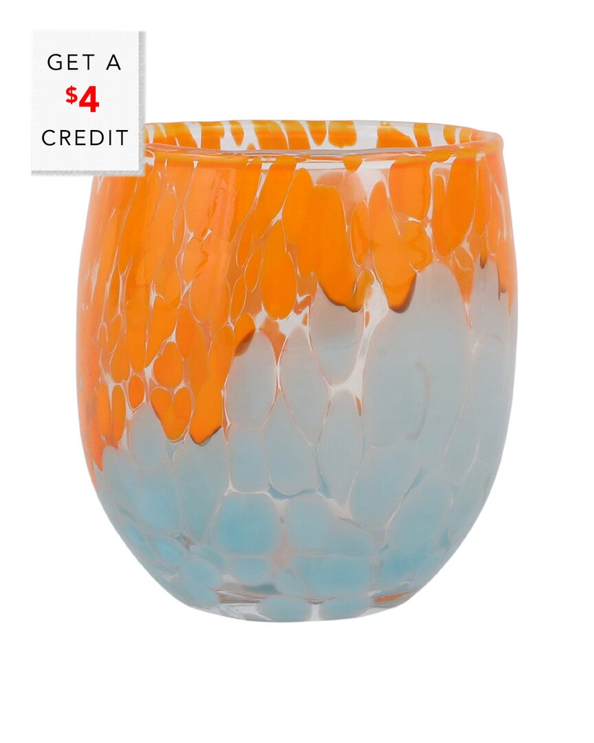 Vietri Nuvola Double Old-fashioned Glass In White Yellow