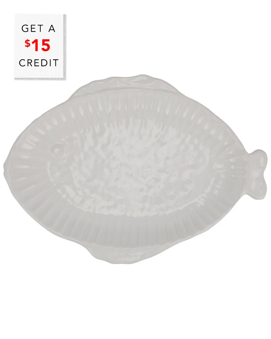 Shop Vietri Pesce Serena Small Oval Platter With $15 Credit In White