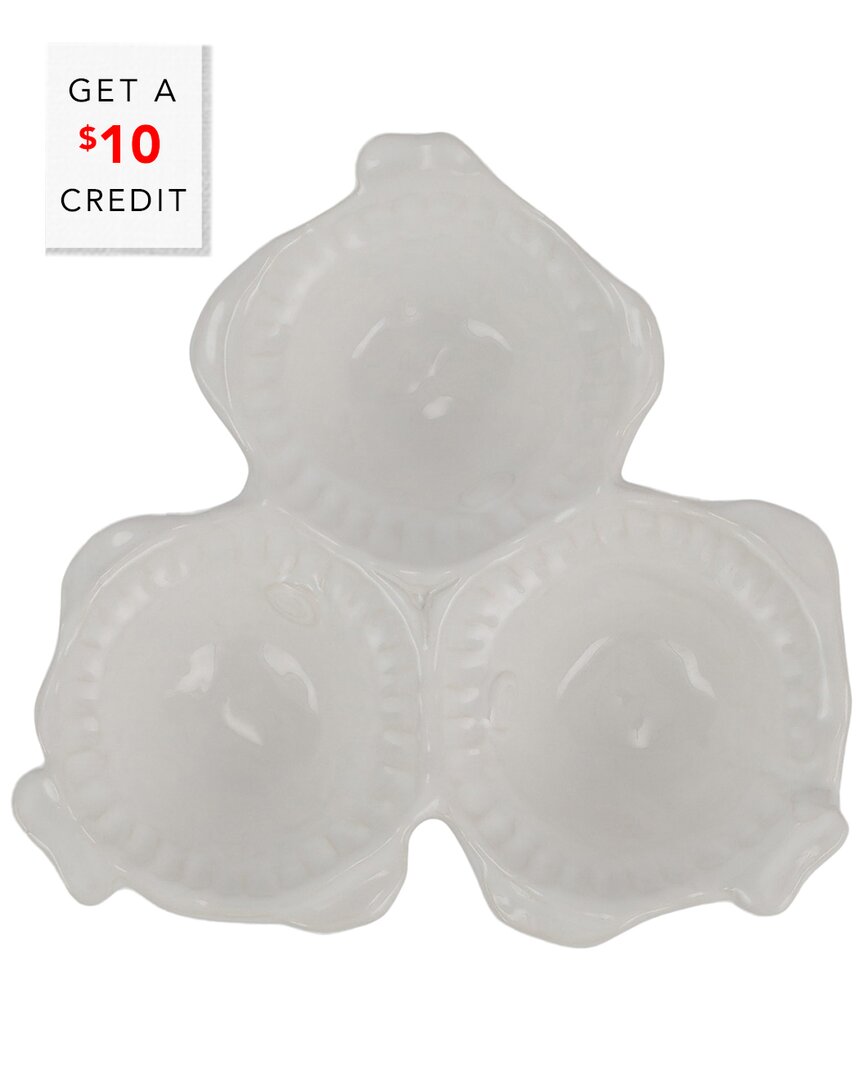 Vietri Pesce Serena Three-part Server 9.5" In White