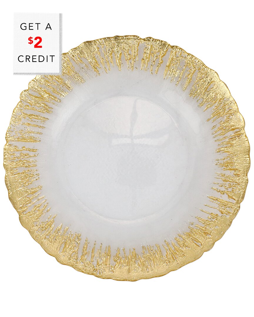 Vietri Rufolo Glass Gold Brushstroke Canape Plate 6"