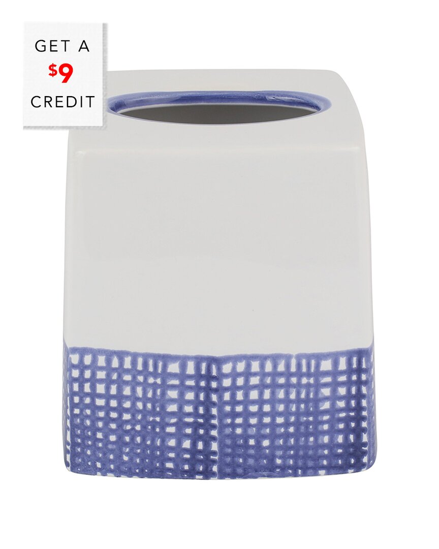 Vietri Santorini Stripe Tissue Box Cover In White Blue