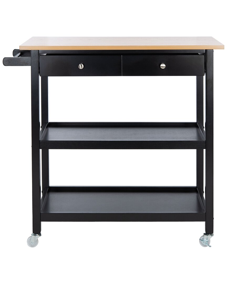 Safavieh Cohyn Black 2 Drawer 2 Shelf Kitchen Cart In Natural