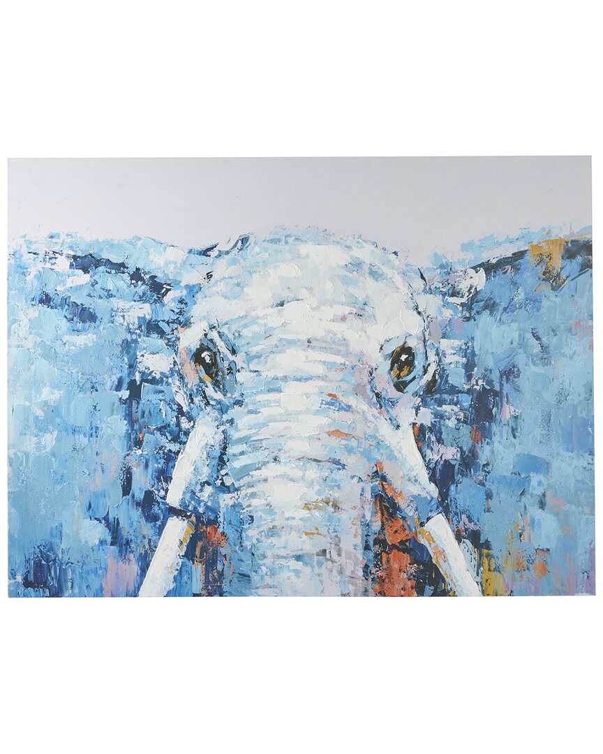 The Novogratz Elephant Blue Canvas Wall Decor In Multicolor