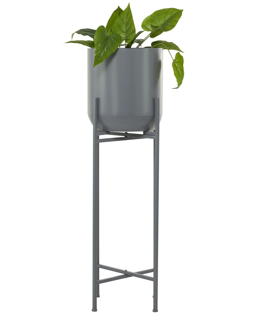 Cosmoliving By Cosmopolitan Metal Indoor Outdoor Dome Planter With Removable Stand In Gray